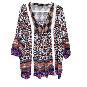 Ali Miles Women’s Boho Oversized‎ Multicolor Cottage Lagenlook Bell Sleeve Top